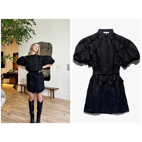 chinese dress ladies Making Moves Lace-Up Bust Puff Sleeve Dress White– Selfie Leslie main image 0